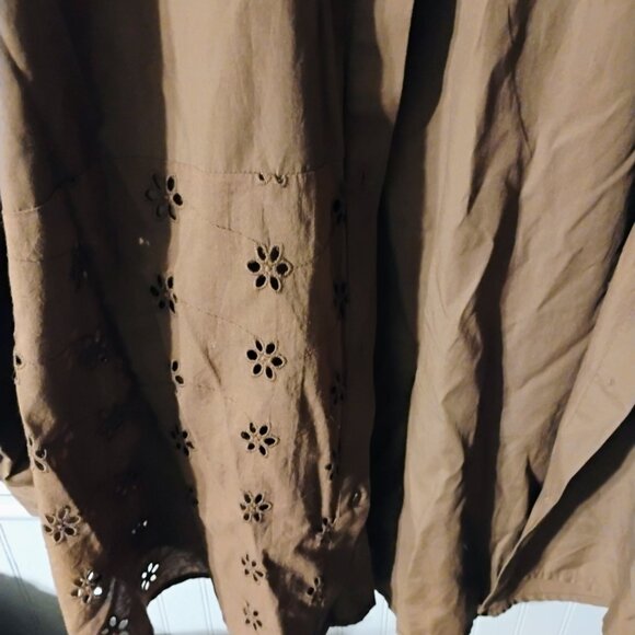 Chocolate Brown Size 3X Long Sleeve Blouse - Picture 6 of 8